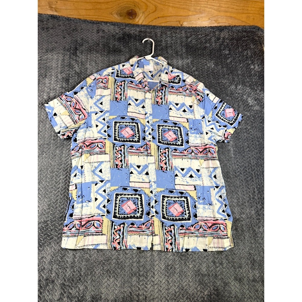 Asos Design Relaxed Shirt Mens XL Multi Pastel Vintage Inspired Print Button Up